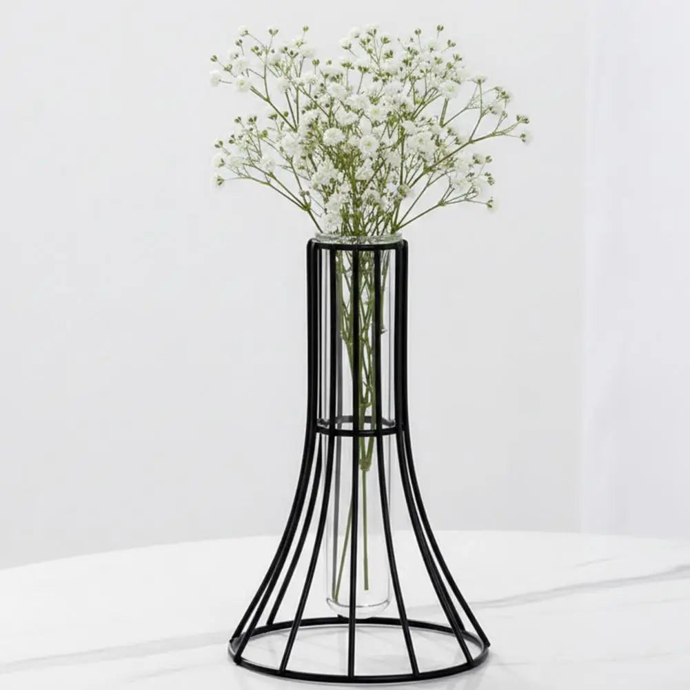 Glass Vase with Wrought Iron Stand | Modern Nordic Home Decor Decorative Glass Vase Nixie