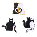 3pc Cartoon Cat Brooch Set – Unisex Black & White Pin Badge Fashion Brooch Set Nixie Three Packs
