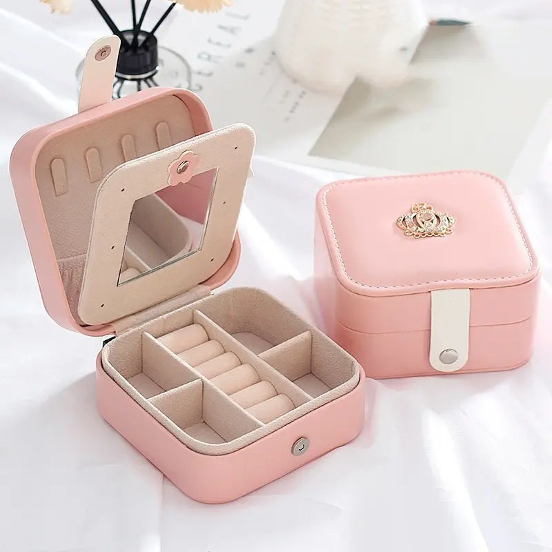 Double Layer PU Leather Jewelry Box with Mirror | Nixie