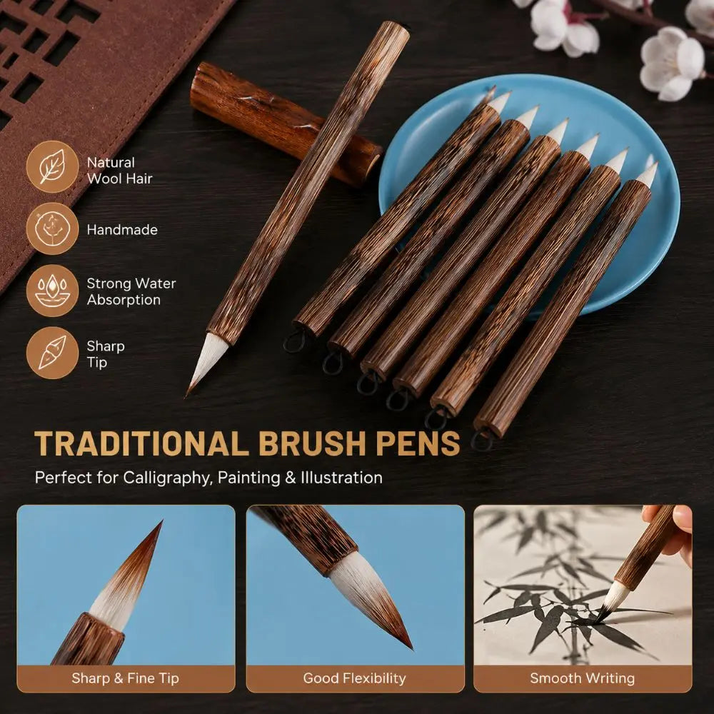 Mixed Hair Chinese Calligraphy Brush Fine Point Ink Pen – Beige Calligraphy Brush Nixie