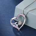 Purple Simulated Opal Heart Pendant Necklace | Rhinestone Heart Pendant Necklace Nixie Light Yellow Gold Color
