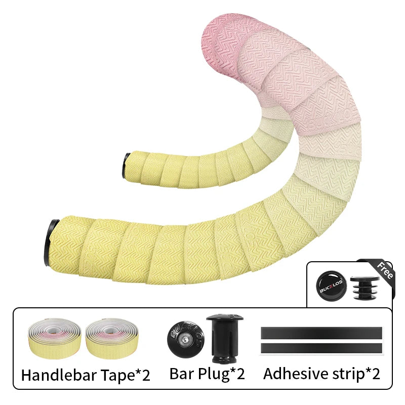 BUCKLOS Bike Handlebar Tape – Non-Slip Road & Gravel Bar Wrap Bicycle Handlebar Tape Nixie YELLOW-PINK