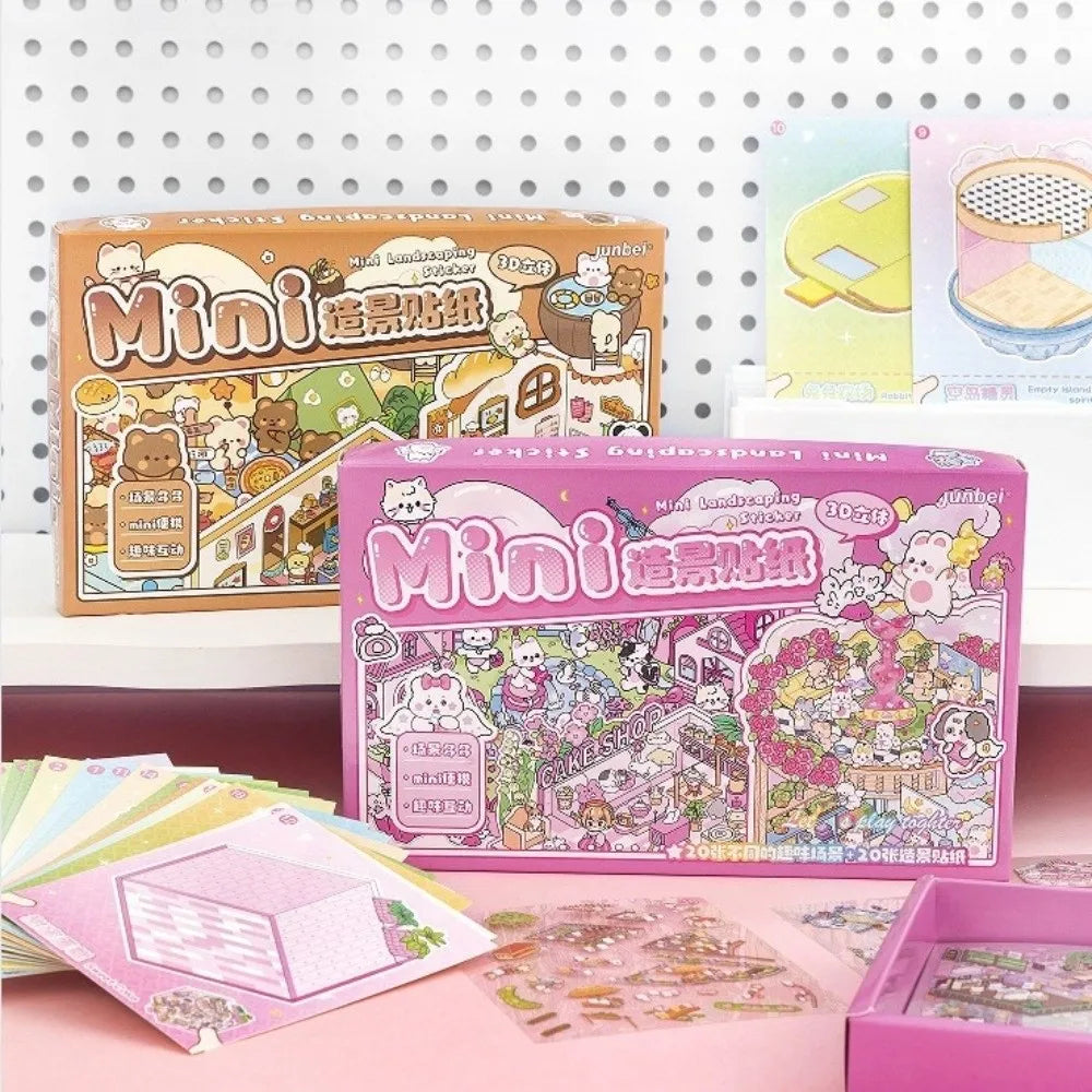 3D Cartoon Landscape Sticker Book – Miniature Cabin Scene for Kids Kids Sticker Book Nixie