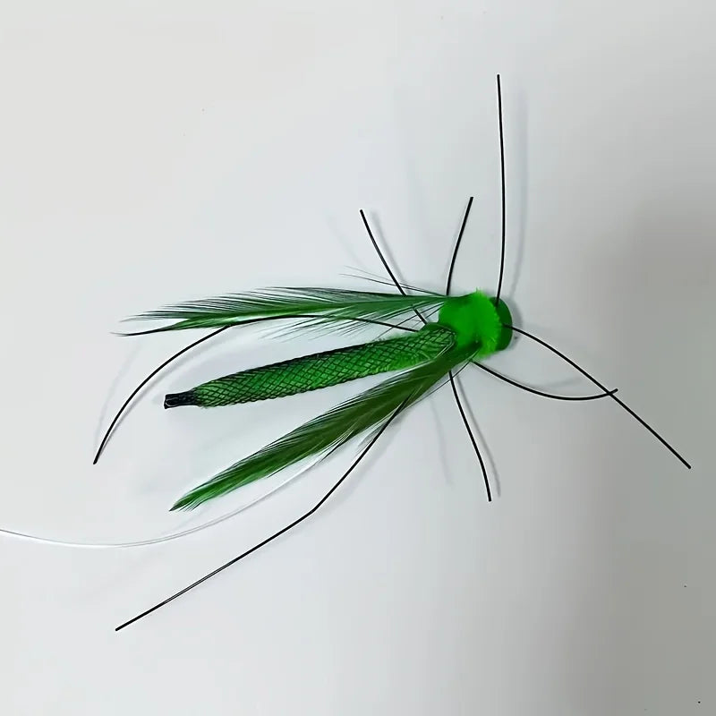 Green Grasshopper Cat Teaser Wand Replacement Head Toy Cat Teaser Toy Nixie