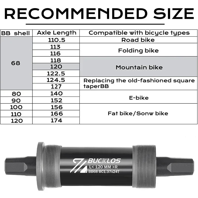 BUCKLOS BSA BB68 Bike Bottom Bracket MTB Road E-Bike Crankset Bike Bottom Bracket Nixie
