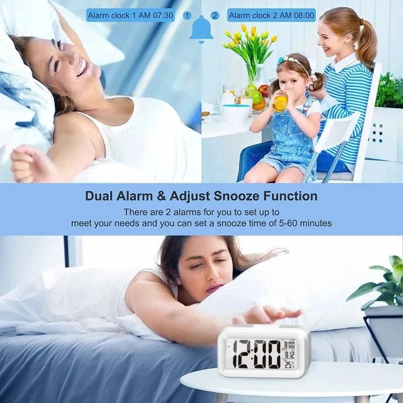 LED Digital Alarm Clock with Backlight, Snooze & Calendar Digital Alarm Clock Nixie