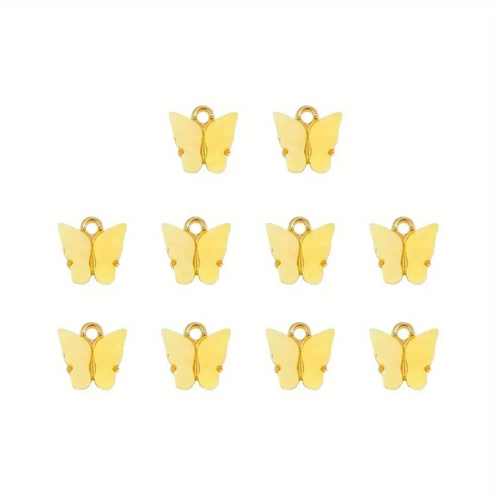 10Pcs Multicolor Acrylic Butterfly Charms for DIY Jewelry Making Jewelry Making Charms Nixie WHITE Yellow