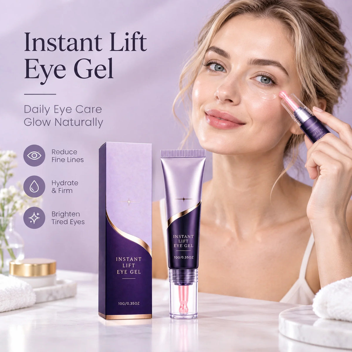 Instant Firming Eye Gel with Massage Applicator | Brighten & Hydrate Eye Gel Cream Nixie