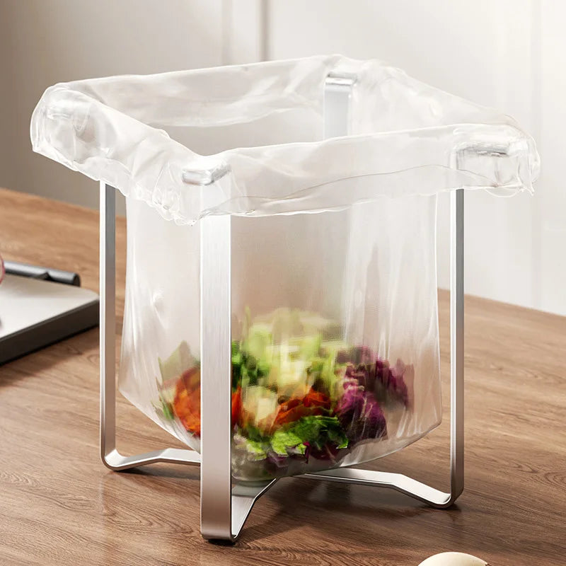 Foldable Stainless Steel Garbage Bag Rack – Kitchen Counter