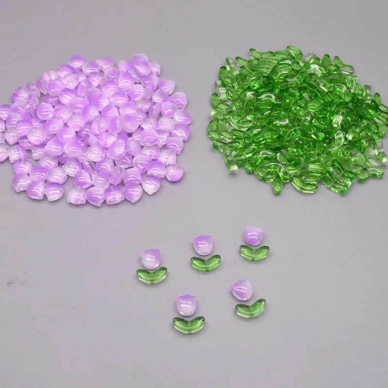 30pcs Luminous Tulip Glass Beads – DIY Earrings & Bracelets DIY Jewelry Beads Nixie