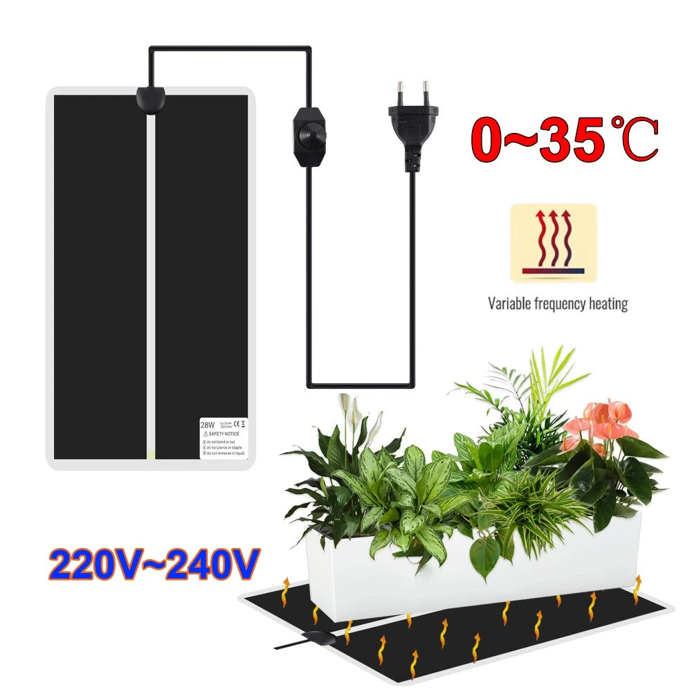 Seedling Heat Mat 5–28W with Temp Controller | EU 220V Plug