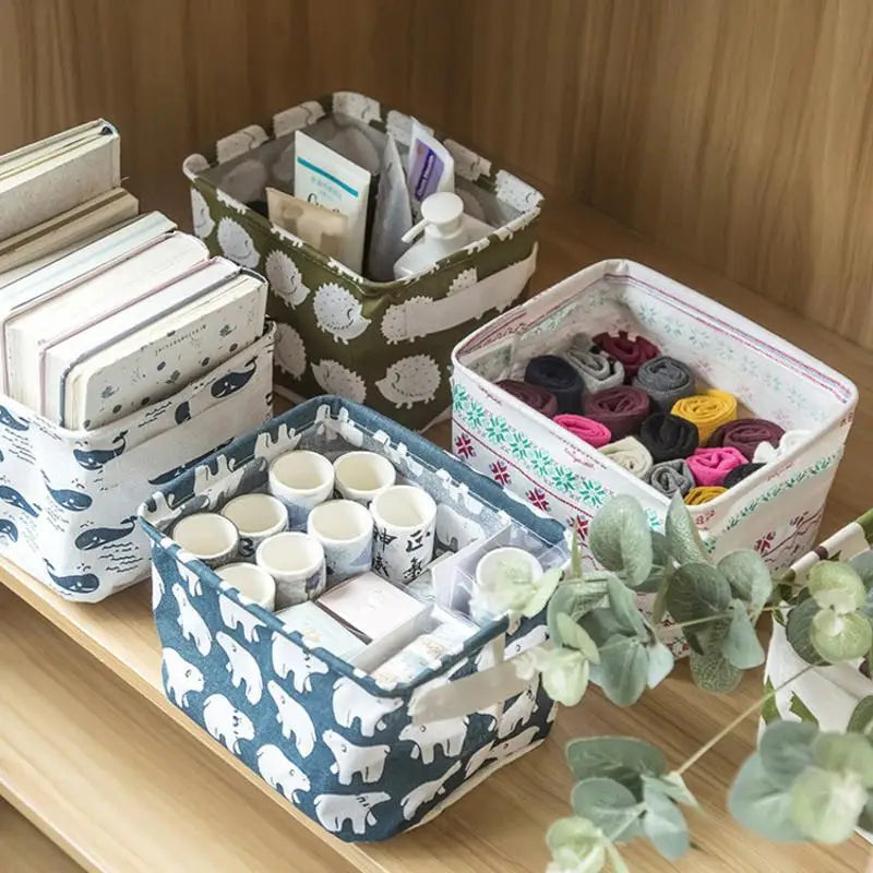 Cotton Linen Waterproof Desktop Storage Basket Organizer Desktop Storage Basket Nixie
