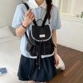 Korean Floral Canvas Backpack – Large Capacity Women's Bag Women's Canvas Backpack Nixie Black