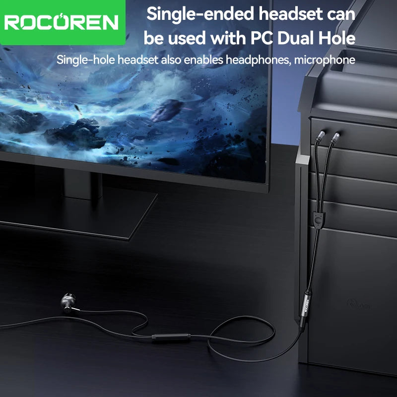 Rocoren 3.5mm Audio Splitter Cable – Headphone & Mic Adapter Audio Splitter Cable Nixie