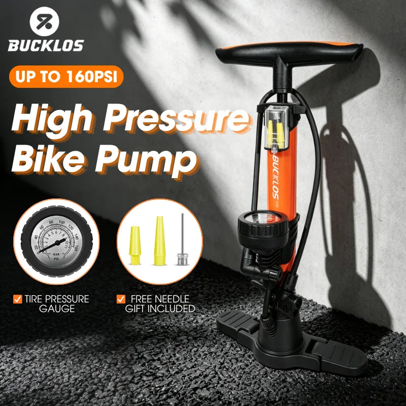 BUCKLOS 160PSI Bike Floor Pump – Schrader & Presta Valve Bicycle Floor Pump Nixie