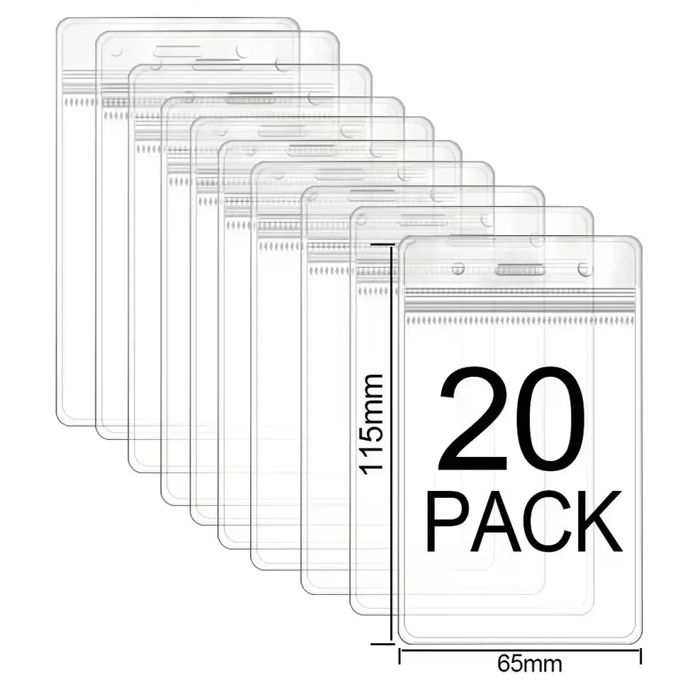 Waterproof ID Badge Holders with Resealable Zip – 1 to 50 Pack ID Badge Holder Nixie A-Clear 20PCS