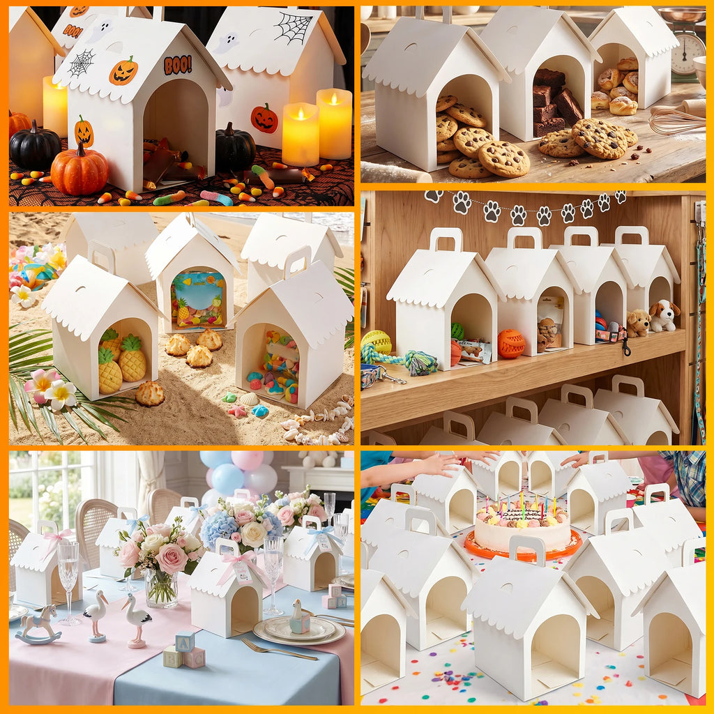 10Pcs Dog House Party Favor Boxes – DIY Foldable Gift Set Party Favor Boxes Nixie