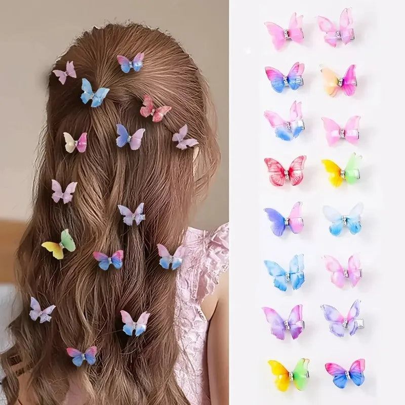 Gradient Butterfly Hair Clips Set 8 or 12 Pcs | Double Layer Butterfly Hair Clips Nixie