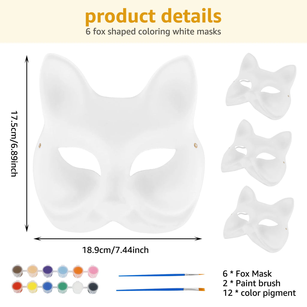 DIY Animal Blank Masks Set – 6 or 32 Pcs for Kids' Parties DIY Craft Mask Kit Nixie Style 2
