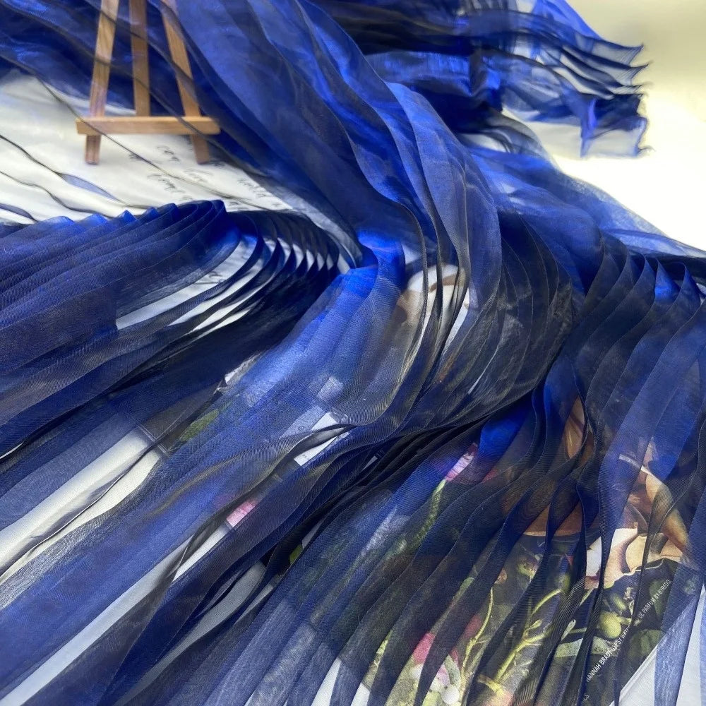 Pleated Organza Fabric 150cm x 1 Yard – Two-Color Gradient DIY
