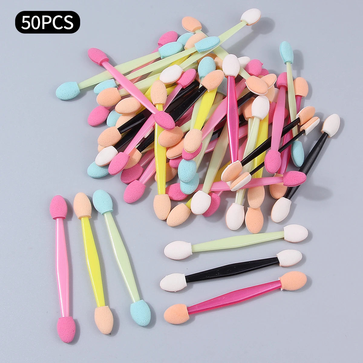 50Pcs Disposable Double-End Sponge Eyeshadow Applicators Eyeshadow Applicator Nixie YELLOW