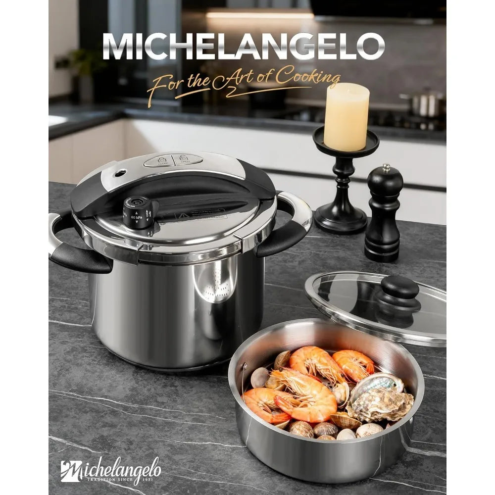 MICHELANGELO Stainless Steel Pressure Cooker 3L 6L – Induction Ready Pressure Cooker Nixie