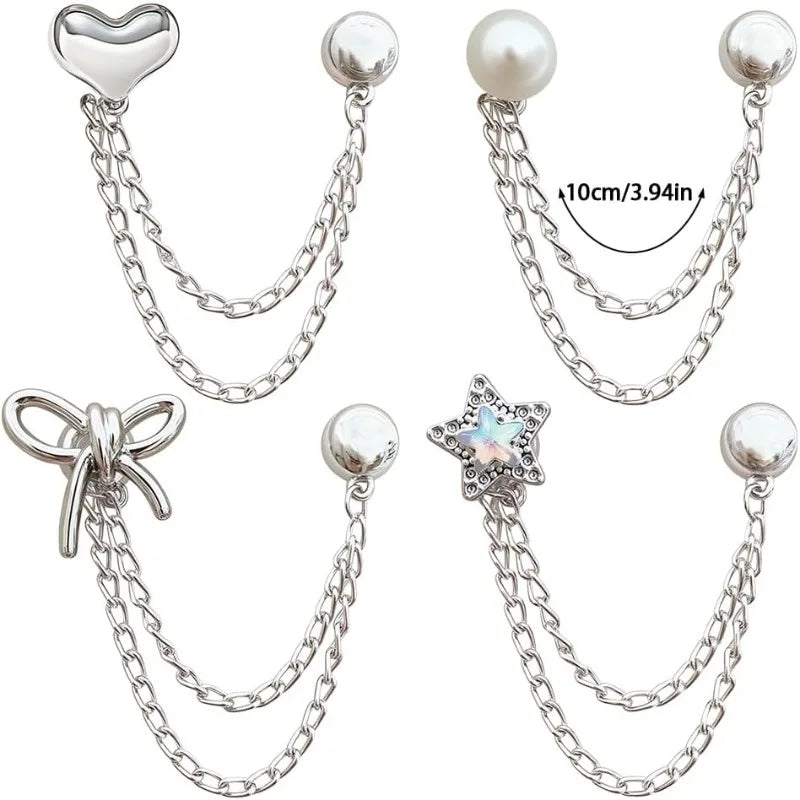Decorative Button Chain Clips for Shirts, Jeans & Sleeves | 4/8pcs Clothing Button Clips Nixie