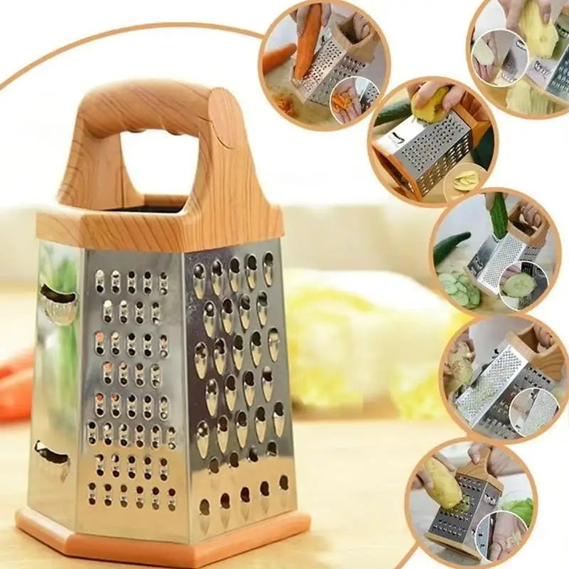 6-Sided Stainless Steel Box Grater for Vegetables & Cheese Box Grater Nixie
