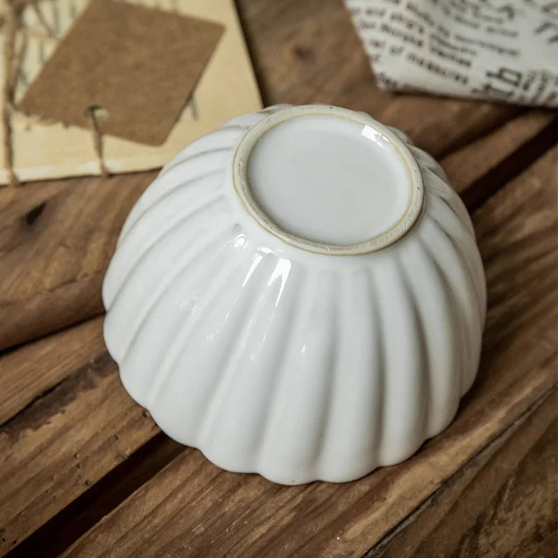 Lace Relief Ceramic Bowl 4.5" Retro Kiln Glaze Porridge Bowl Ceramic Dining Bowl Nixie