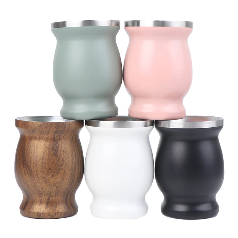 Stainless Steel Yerba Mate Gourd Cup 8oz Set with Bombillas Mate Gourd Cup Set Nixie