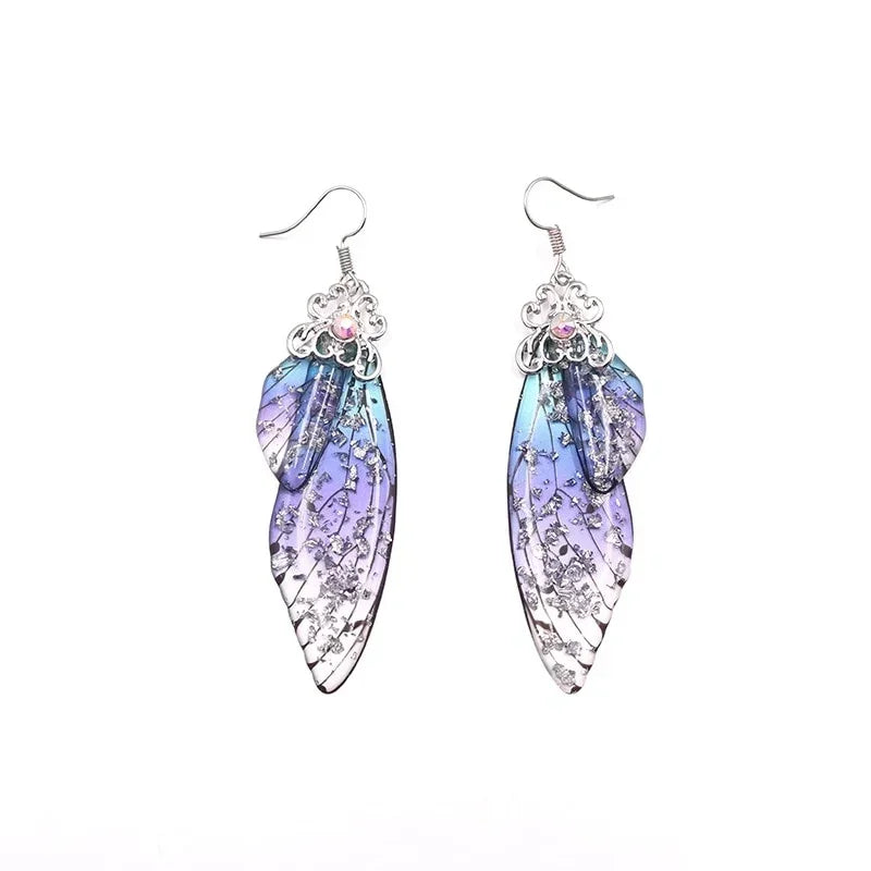 Blue Butterfly Wing Drop Earrings – Fairy Bridal Jewelry Drop Earrings Nixie