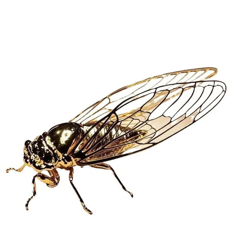 Gold-Plated Cicada Figurine Alloy Insect Sculpture Décor Gift Decorative Figurine Nixie