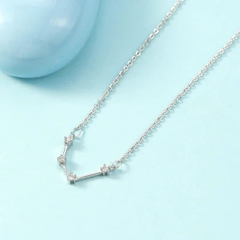 Zodiac Symbol Pendant Necklace – Minimalist Silver Collarbone Pendant Necklace Nixie