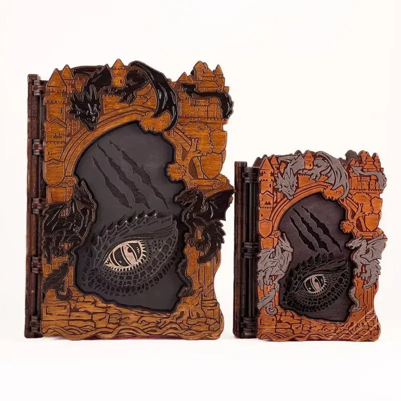 Dragon Grimoire Wooden Storage Box – Dragon Totem Gift Box Decorative Wooden Box Nixie