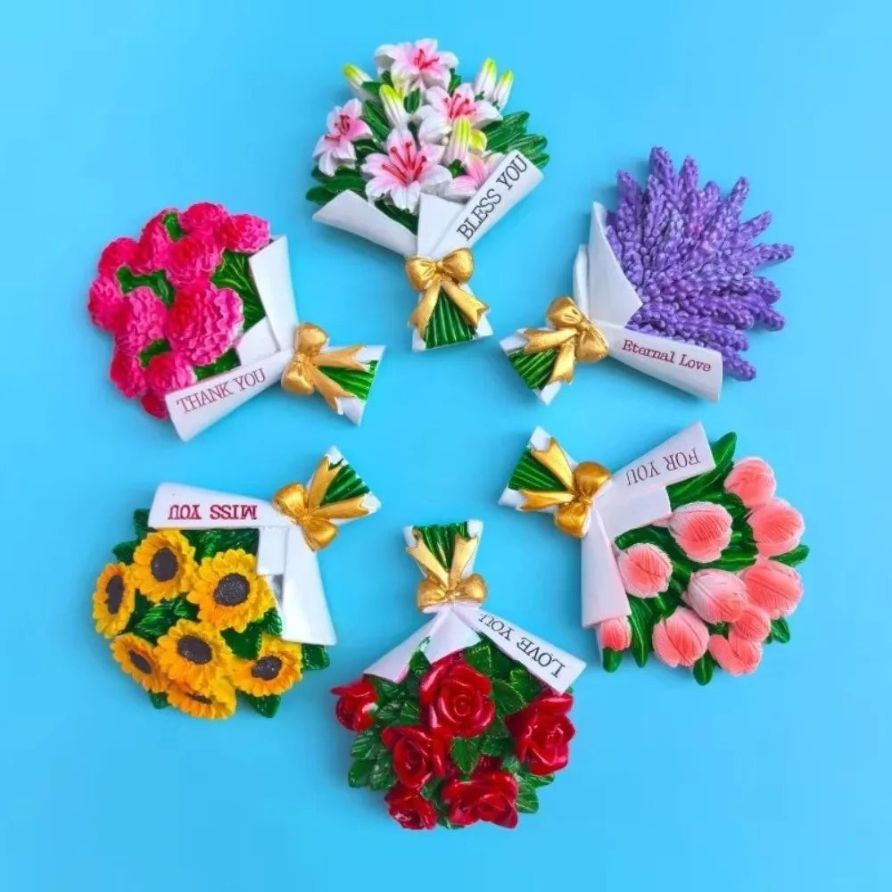 3D Resin Flower Fridge Magnets – Sunflower & Rose Décor Decorative Fridge Magnet Nixie