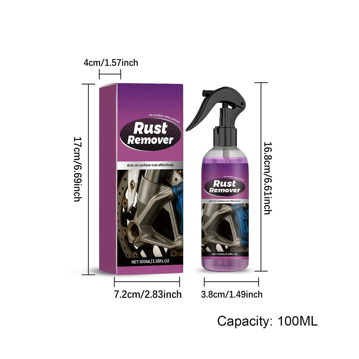 100ml Car Rust Remover Spray – Iron Converter for Wheels & Chassis
