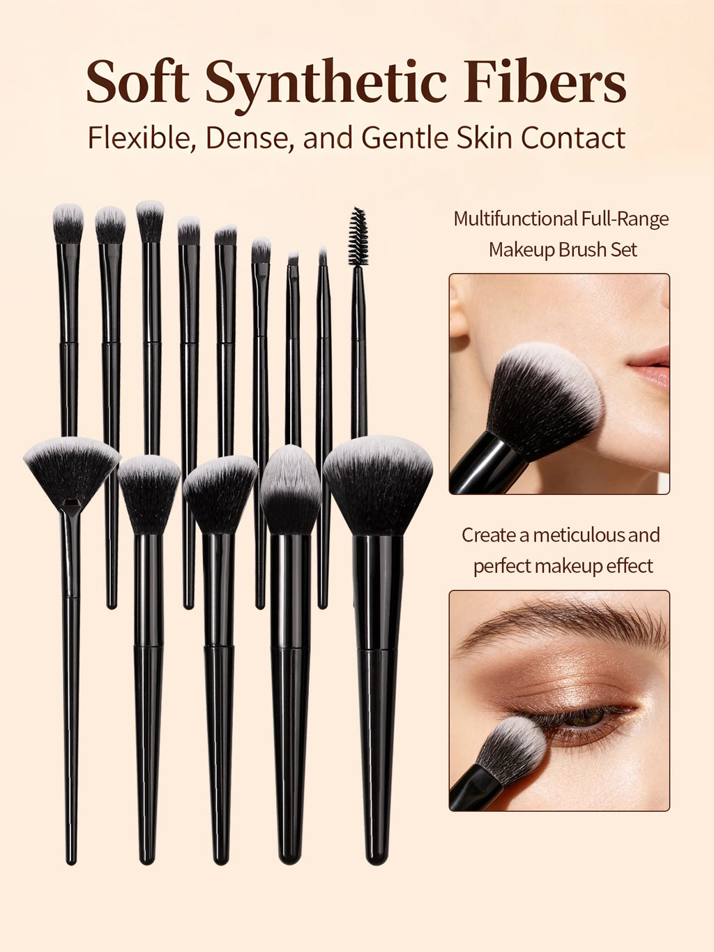 18PCS Makeup Brush Set with Sponges & Puffs – Soft Synthetic Makeup Brush Set Nixie