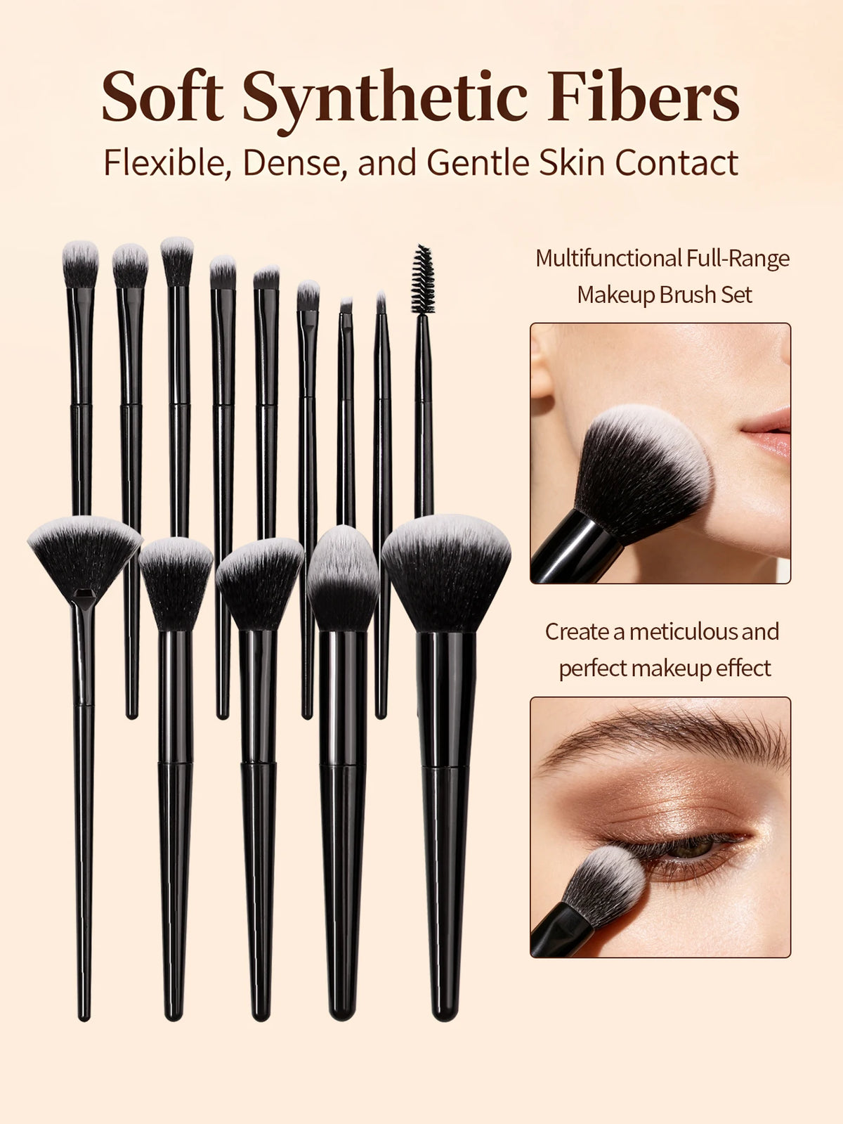 18PCS Makeup Brush Set with Sponges & Puffs – Soft Synthetic Makeup Brush Set Nixie