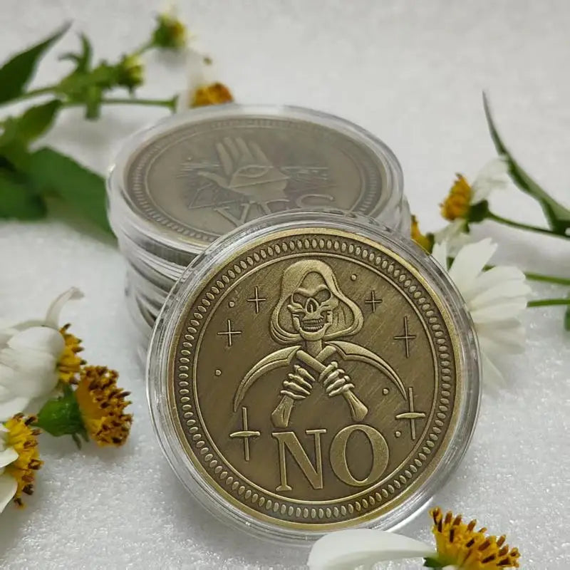 Vintage Yes/No Decision Coin – Antique Bronze Metal Collectible Novelty Decision Coin Nixie
