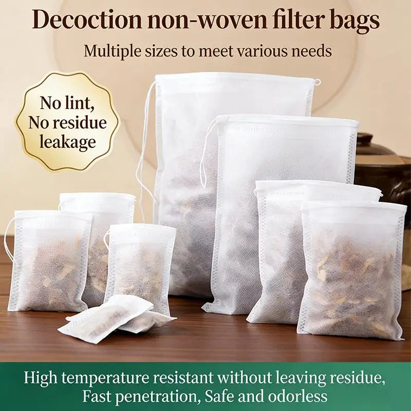 100Pcs Disposable Drawstring Tea Bags – Loose Leaf & Herb Filter Disposable Tea Bags Nixie