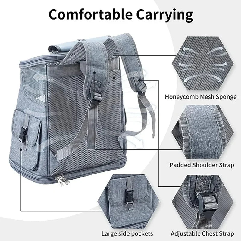Breathable Pet Travel Backpack with Side Pockets | Hiking Pet Carrier Backpack Nixie
