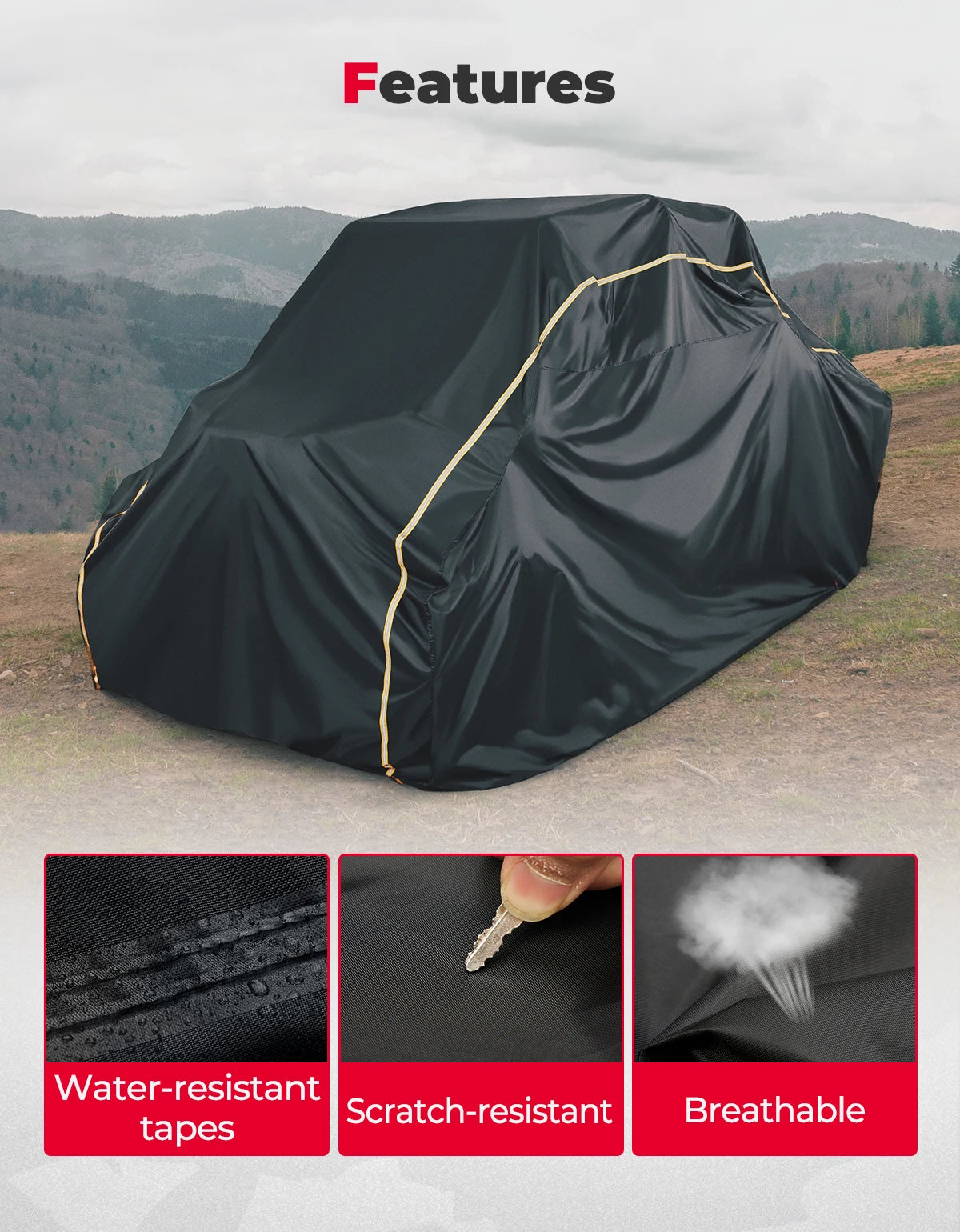 KEMIMOTO 4-Seater UTV Cover | Waterproof Oxford Fabric UTV Protective Cover Nixie