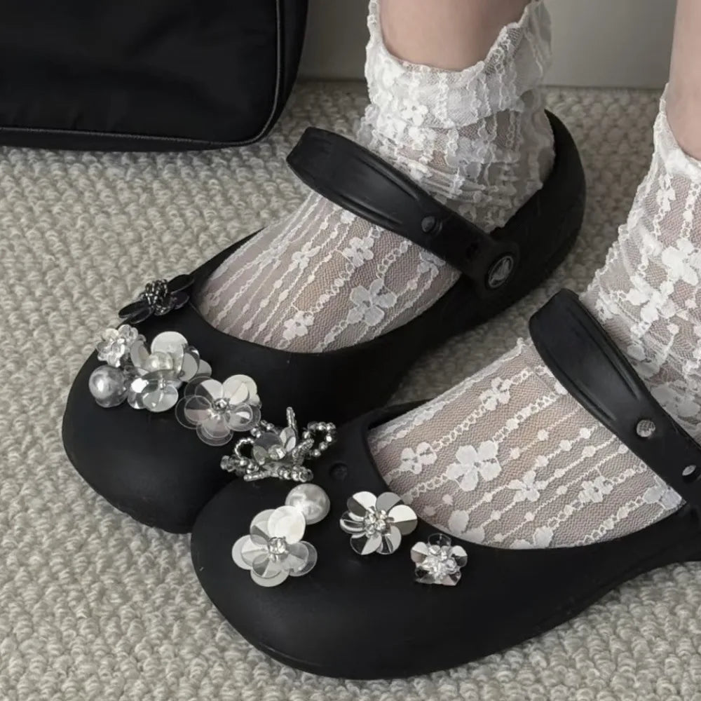 Flower Pearl Shoe Charms – Removable Ballet & Clog Buckles Shoe Charm Accessory Nixie Style 4-10Pcs
