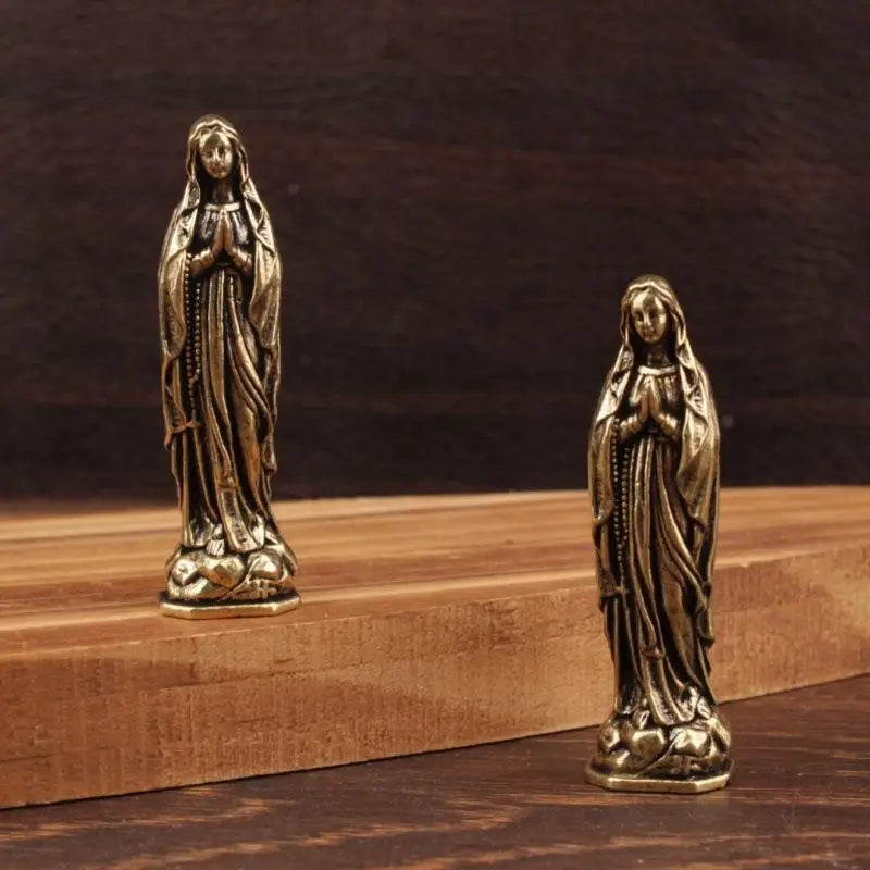 Brass Virgin Mary Figurine Pendant – Vintage Religious Keepsake Religious Figurine Pendant Nixie