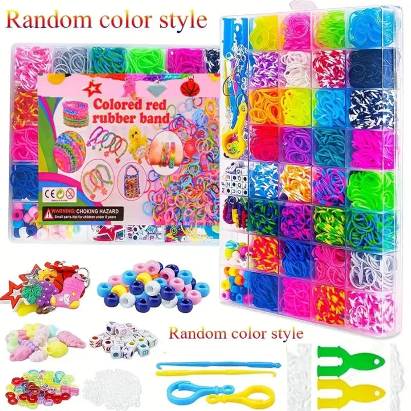 2900+ Pcs 32-Colour Rubber Band Bracelet Loom Kit – DIY Craft Set Loom Band Craft Kit Nixie Random color style