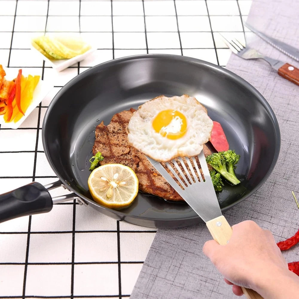 Stainless Steel Fish Turner Spatula – Wooden Handle Kitchen Spatula Nixie