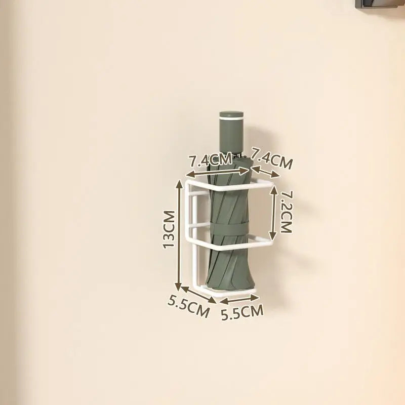 Wall-Mounted Umbrella Holder Indoor Storage Rack with Hooks