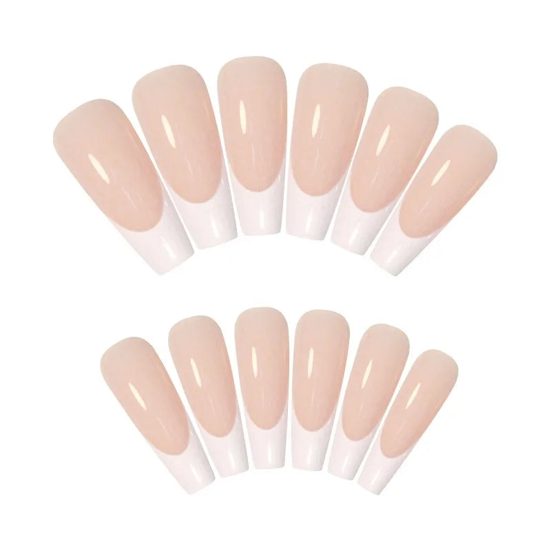 French Tip Press-On Nails L Size Gel Finish Pink Skin Tone Press-On Nails Nixie