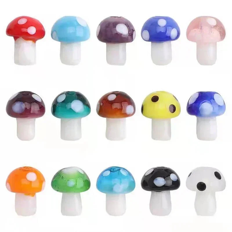5Pcs Mushroom Crystal Glass Beads for DIY Jewelry Making Jewelry Making Beads Nixie