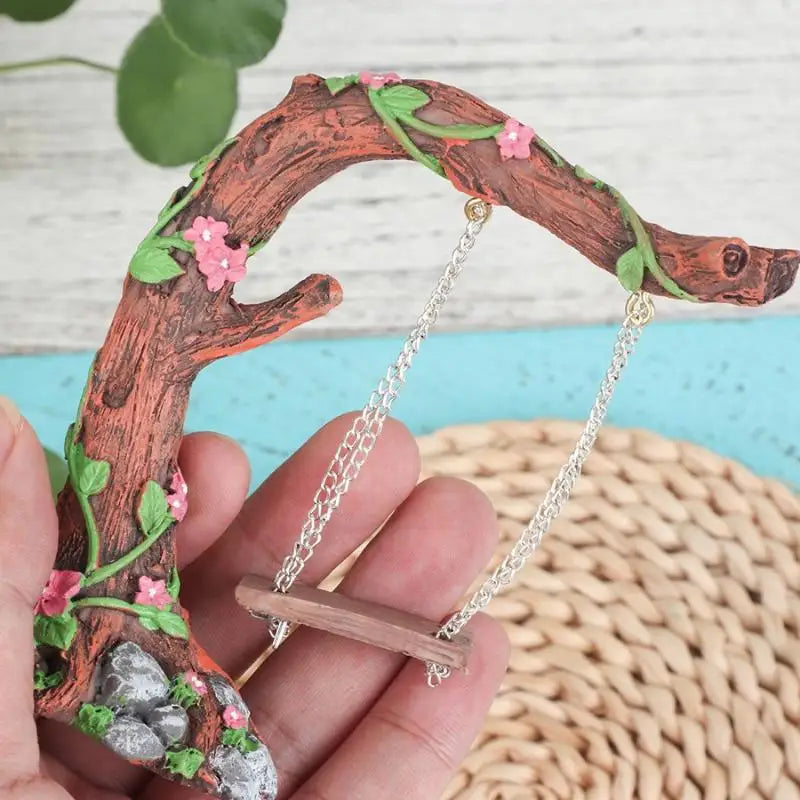 Miniature Fairy Garden Swing Resin Figurine – Micro Landscape Garden Figurine Nixie